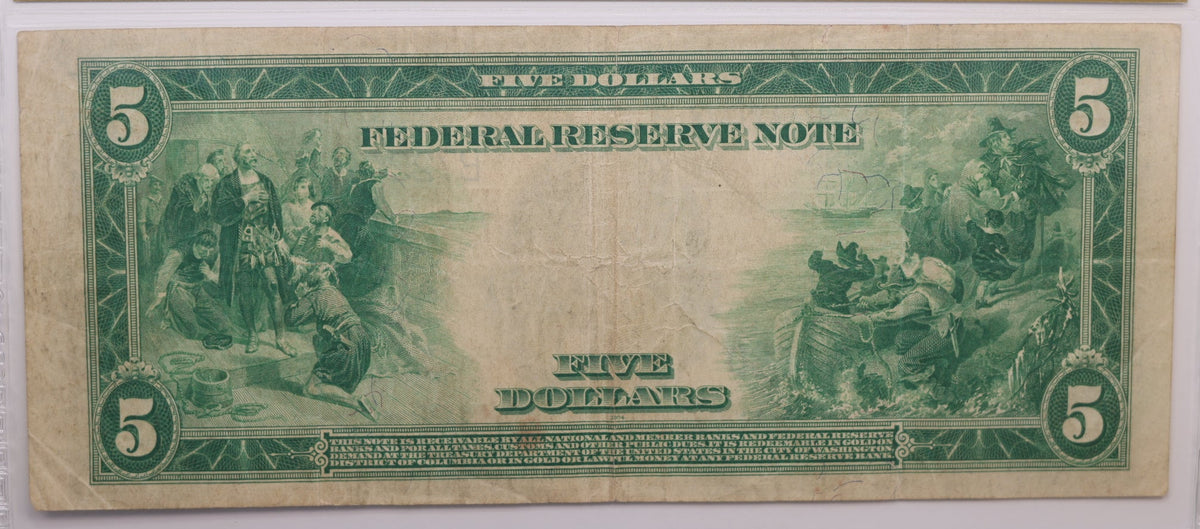 1914 $5 Federal Reserve Note, Fr. 851B, Circulated, PCGS VF-25, Store #GFRB010.