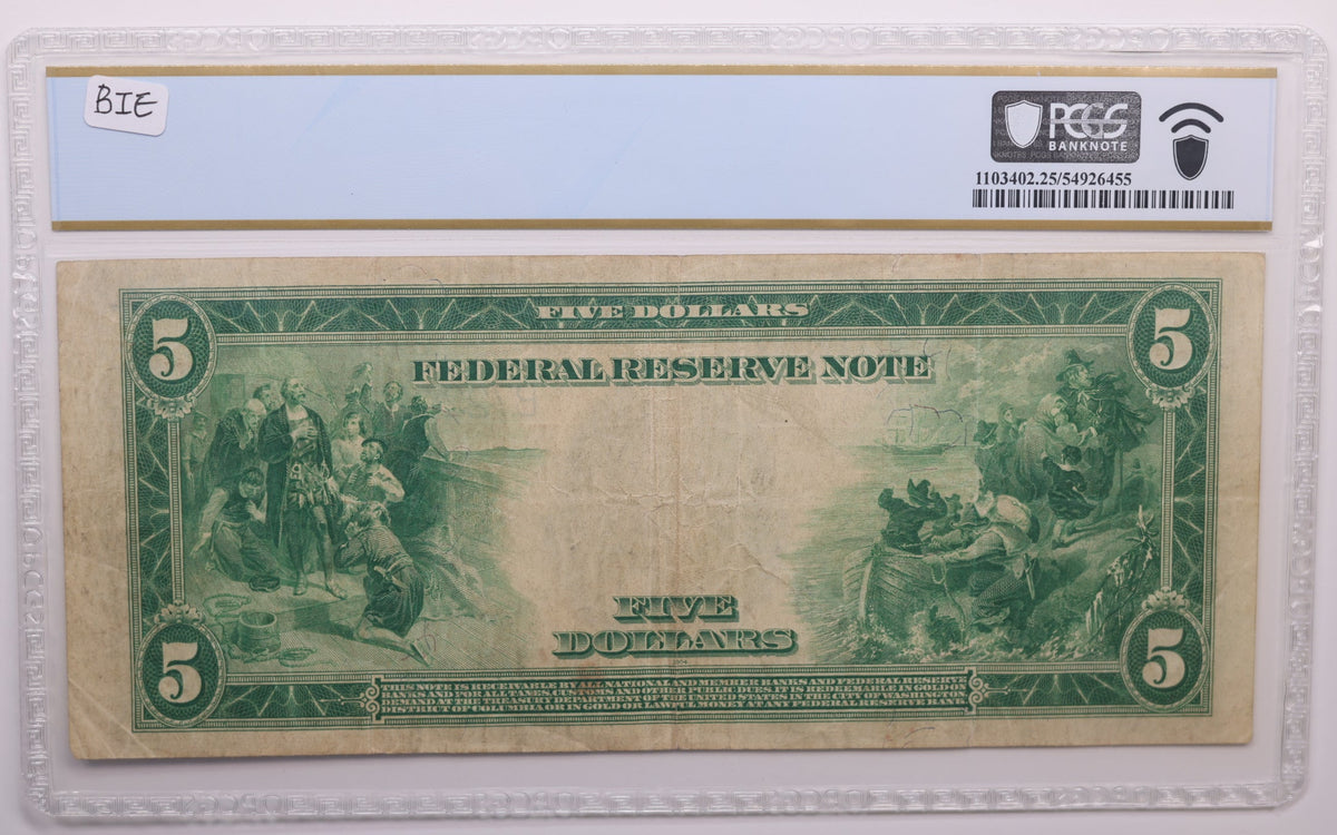 1914 $5 Federal Reserve Note, Fr. 851B, Circulated, PCGS VF-25, Store #GFRB010.