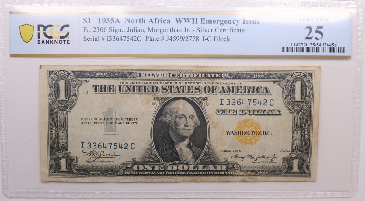 1935 A, $1 Silver Certificate, 'WW II - North Africa Issued', PCGS VF-25, Store #GSSC013.