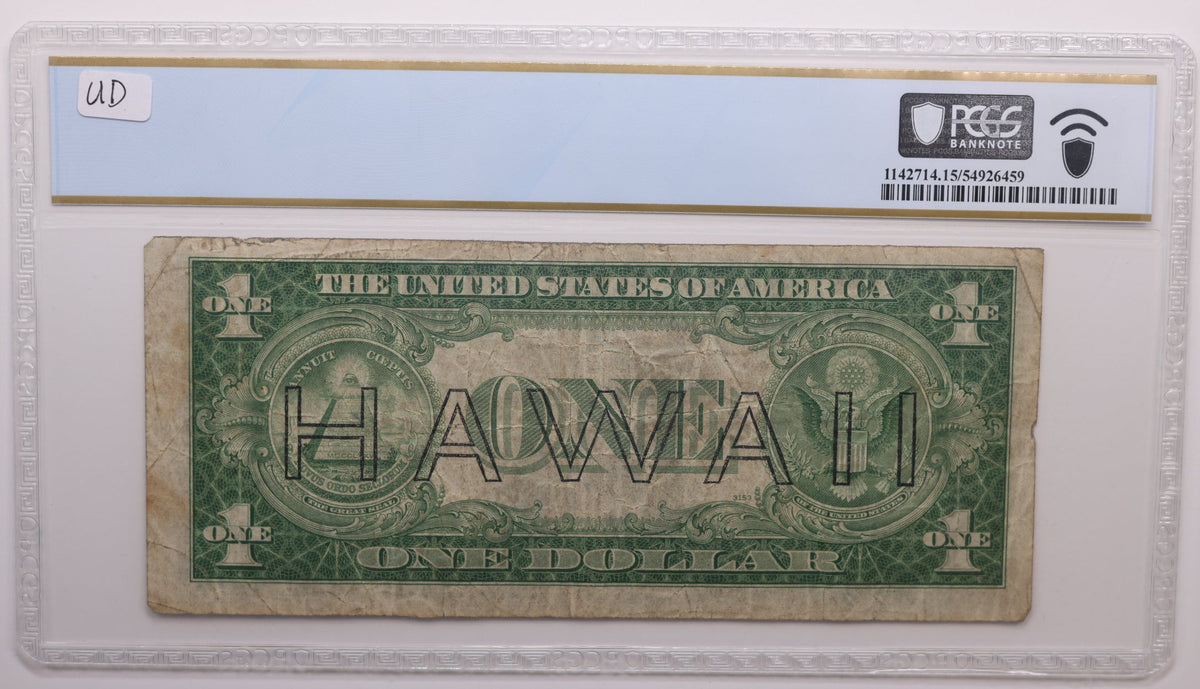 1935 A, $1 Silver Certificate, 'WW II - Hawaii' Issued', PCGS F-15, Store #GSSC017.