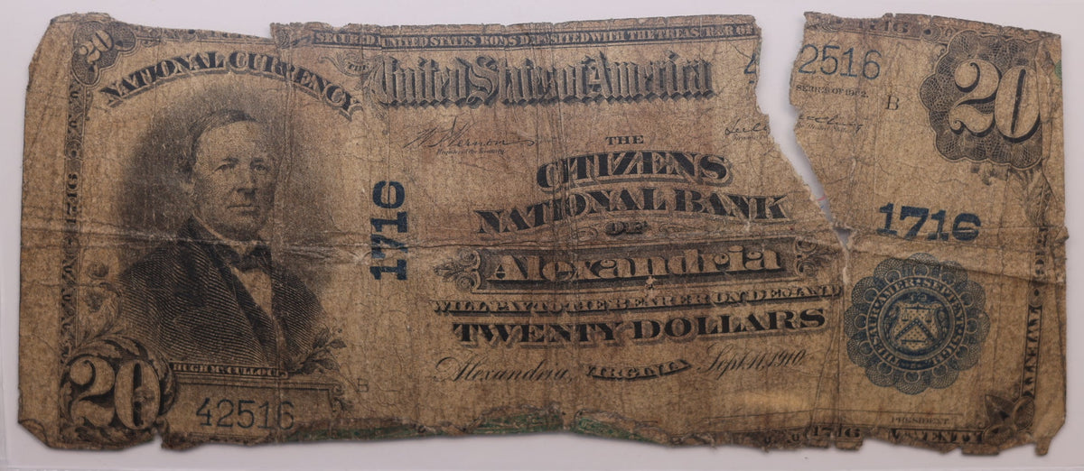 1902 $20 National Currency. Alexandria, Virginia.  PCGS Good-6, Store #NBN009.