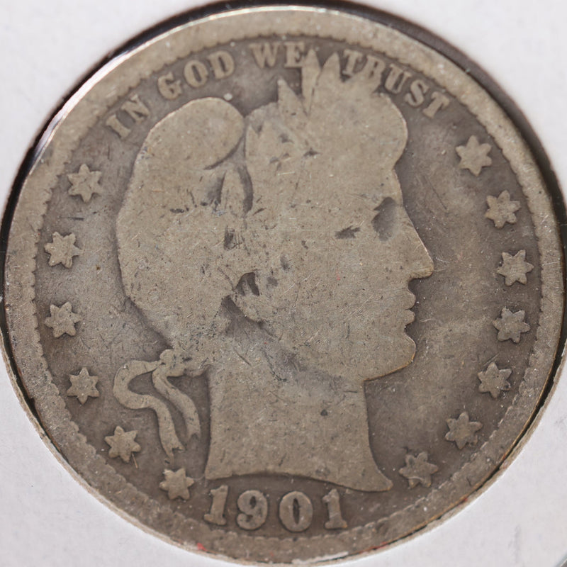 1901 Barber Quarter, About Good Circulated Coin, Store
