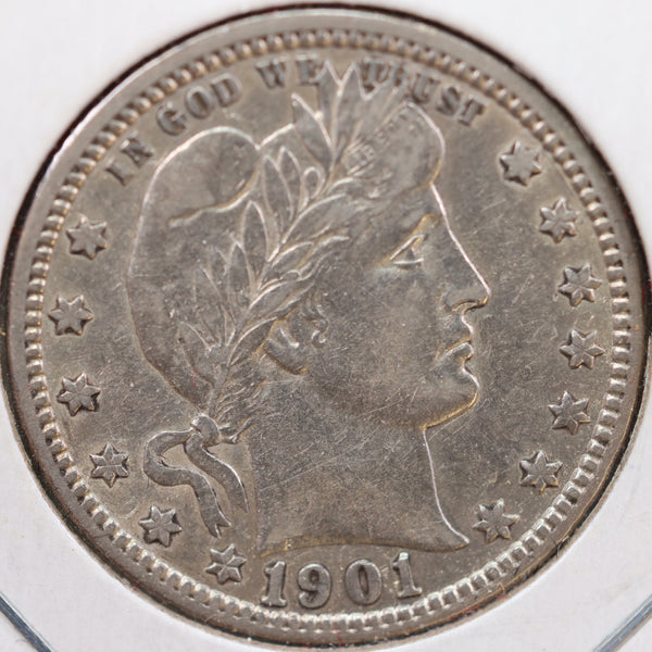 1901-O Barber Quarter, Extra Fine+ Circulated Coin, Store #QR865