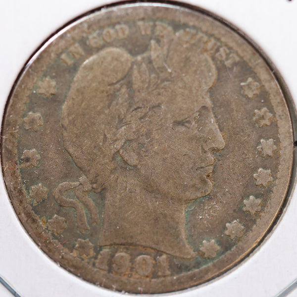 1901-O Barber Quarter, Very Good Circulated Coin, Store #QR866