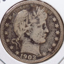 1902-S Barber Quarter, Very Good+ Circulated Coin, Store