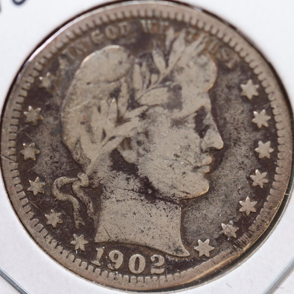 1902-S Barber Quarter, Very Good+ Circulated Coin, Store #QR872