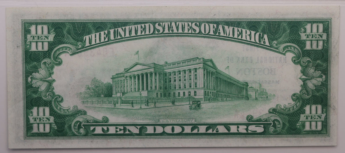 1929 $10 National Bank Note, CH# 200, Boston, MA. PCGS CU-63 PPQ, Store #NBN036.
