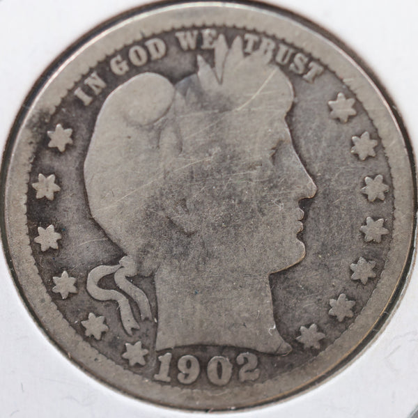 1902-S Barber Quarter, Good Circulated Coin, Store #QR873