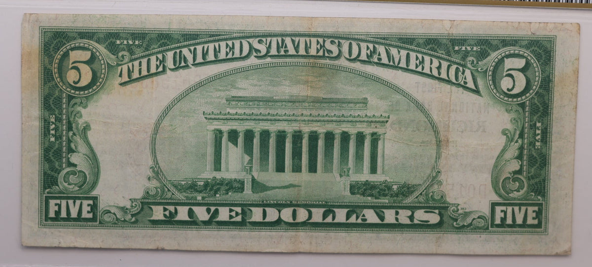 1929 $5 National Bank Note, CH# 17, Richmond, IN. PCGS VF-25, Store #NBN037.