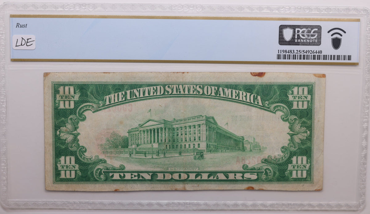 1929 $10 National Bank Note, CH# 8592, Ely, MN, PCGS VF-25, Store #NBN050.