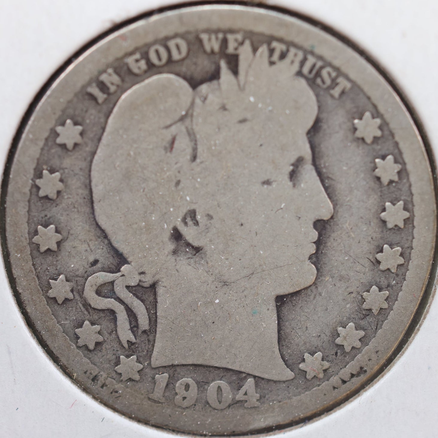 1904 Barber Quarter, About Good Circulated Coin, Store #QR881