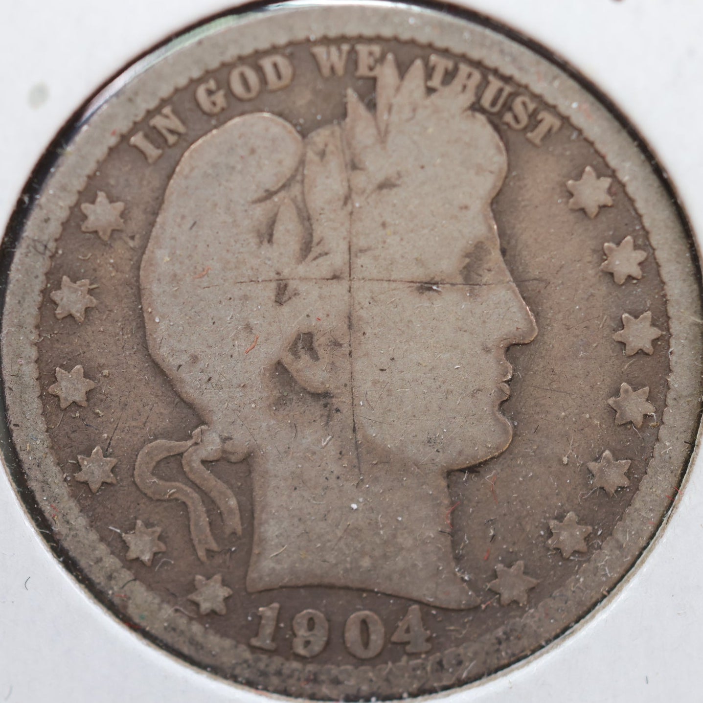 1904-O Barber Quarter, About Good Circulated Coin, Store #QR883