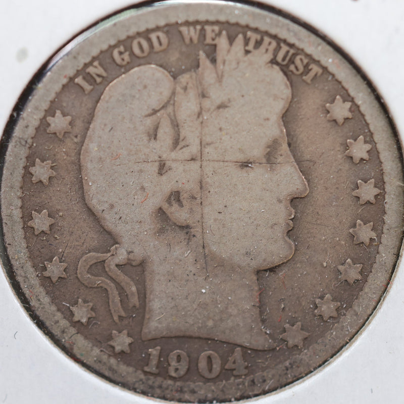 1904-O Barber Quarter, About Good Circulated Coin, Store