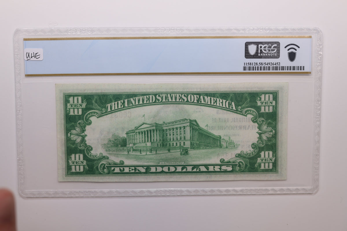 1929 $10 National Bank Note, CH# 5261, Harrisonburg, VA.  PCGS AU-58, Store #NBN070.