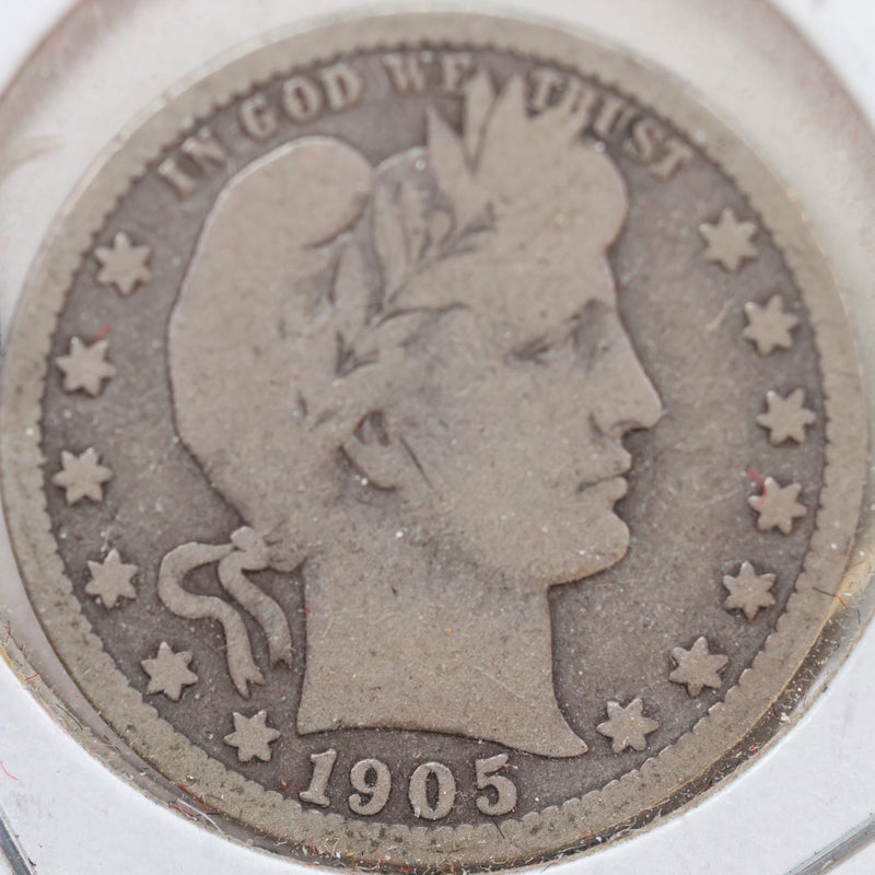 1905-S Barber Quarter, Very Good Circulated Coin, Store