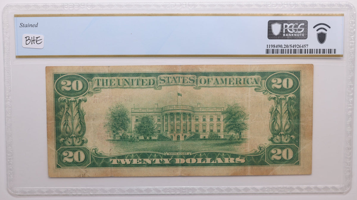 1929 $20 National Bank Note, CH# 4635, Newport News, VA.  PCGS AU-58, Store #NBN071.