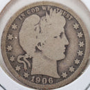 1906 Barber Quarter, Very Good Circulated Coin, Store