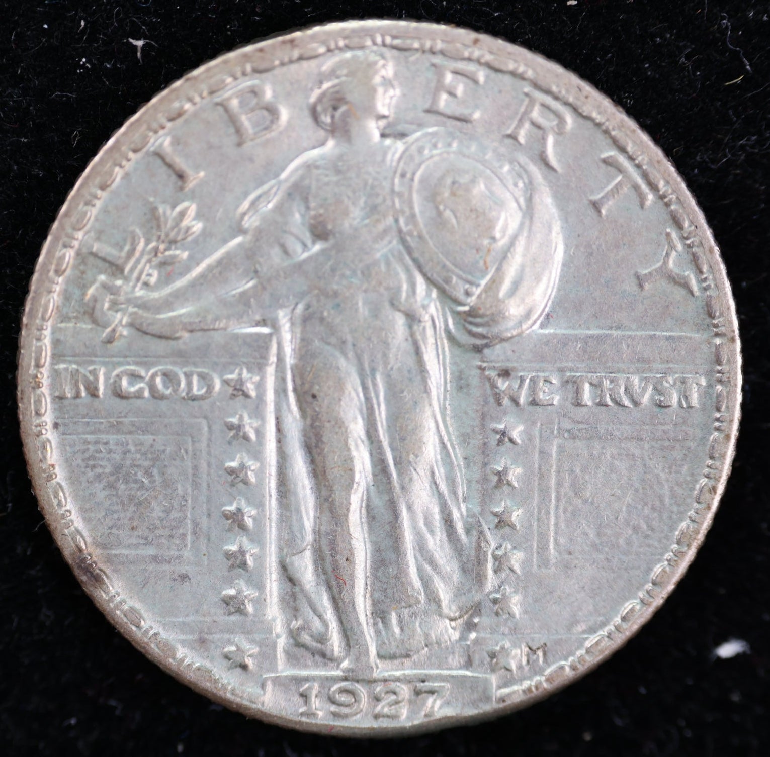 1927 Standing Liberty Silver Quarter, About Uncirculated Coin, Store #QR1650.