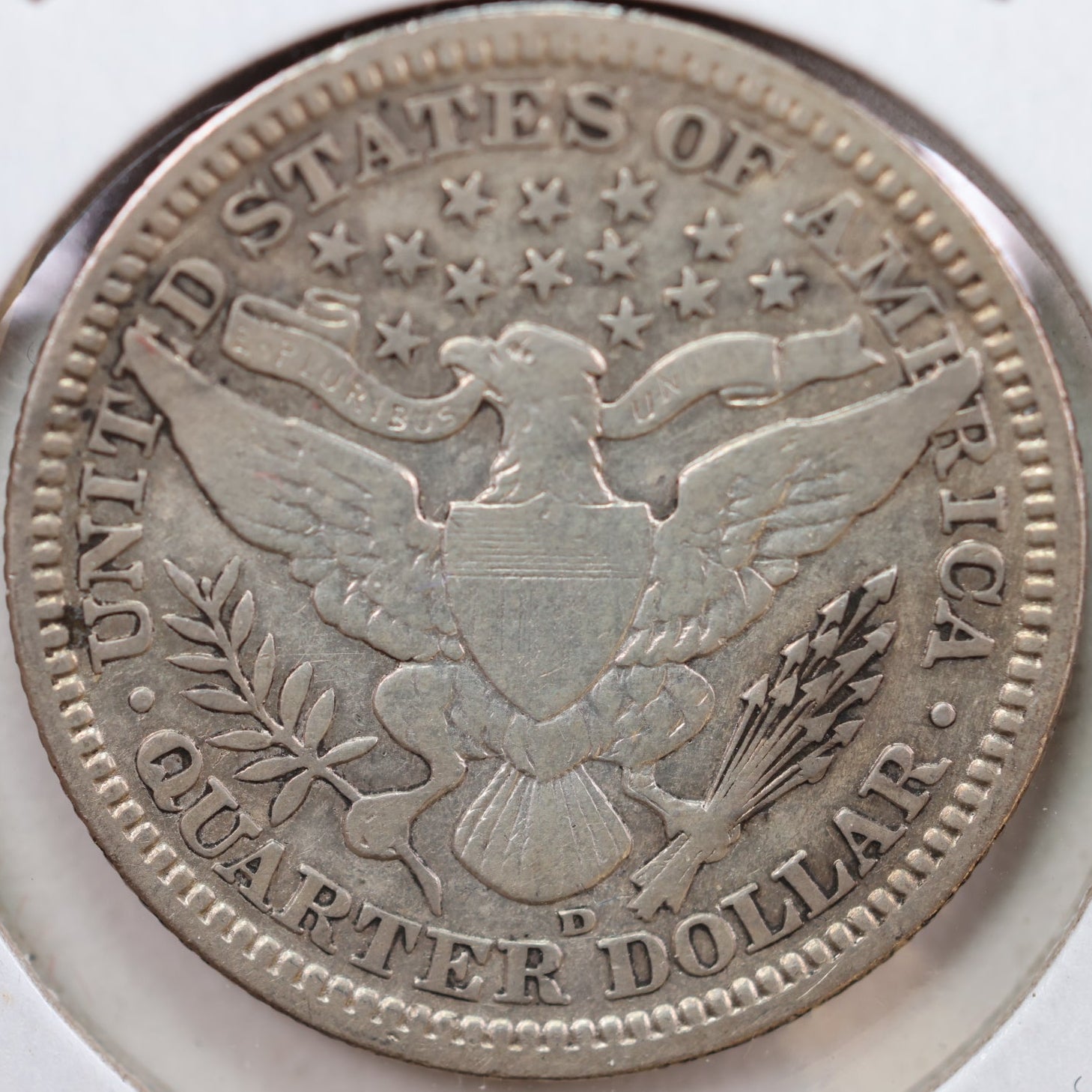 1907-D Barber Silver Quarter, Very Good Circulated Coin, details, Store #QR898