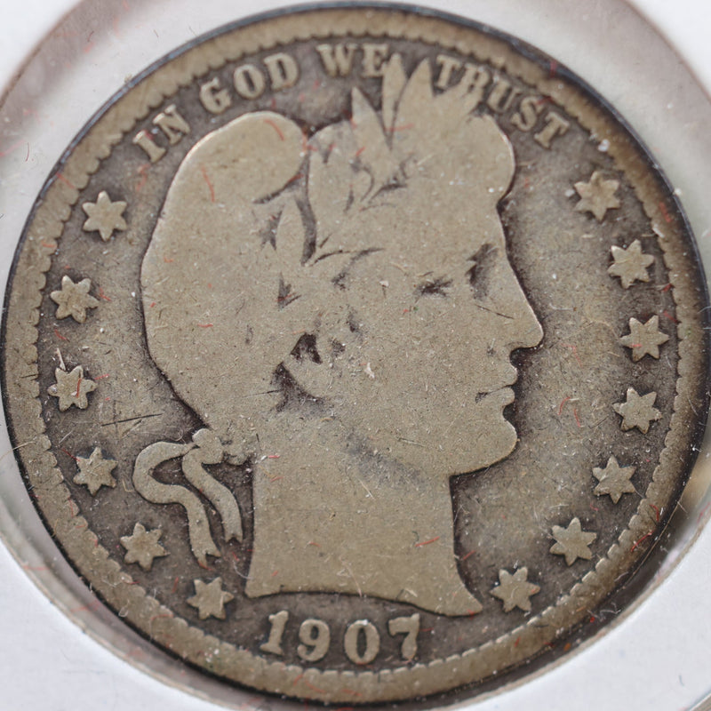 1907-D Barber Quarter, Good+ Circulated Coin, Store