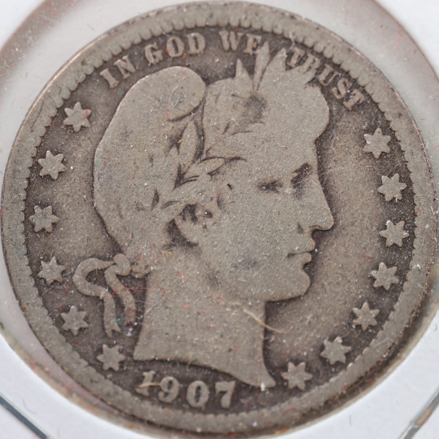 1907-O Barber Silver Quarter, Very Good Circulated Coin, Store #QR900