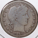 1907-S Barber Quarter, Very Good Circulated Coin, Store