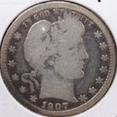 1907-S Barber Quarter, Good+ Circulated Coin, Store