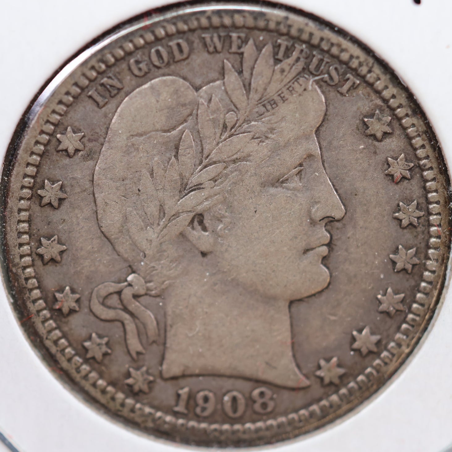 1908-O Barber Silver Quarter, Very Fine Circulated Coin, Store #QR904
