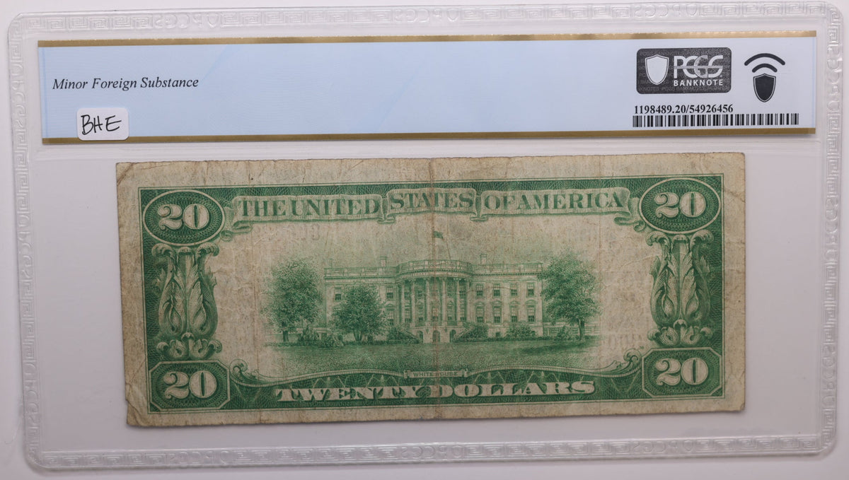 1929 $20, National Bank Note, CH# 60, Newville, PA. PCGS VF-20, Store #NBN078.