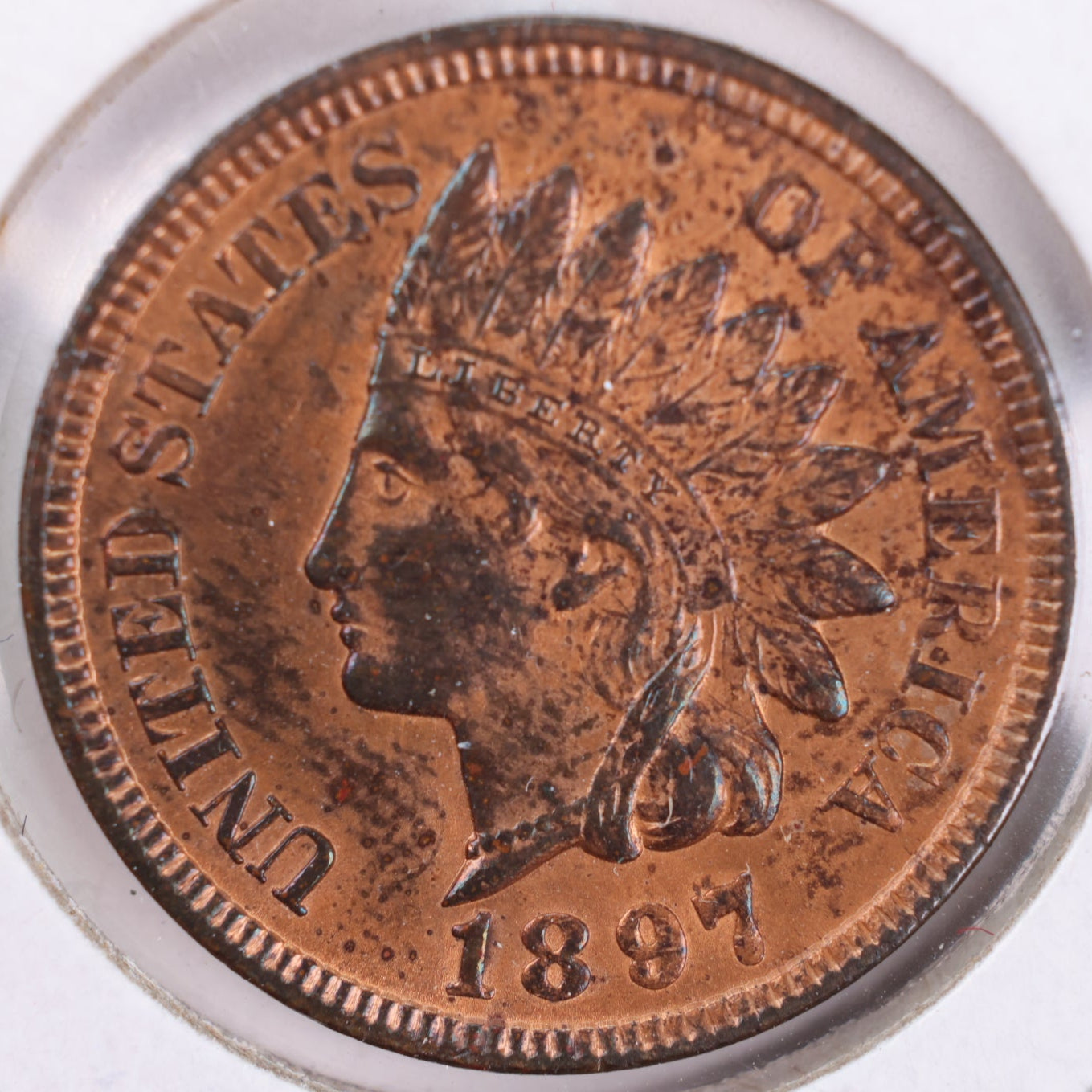 1897 Indian Head Cent, RB Mint State Uncirculated Coin, Store #CT0331