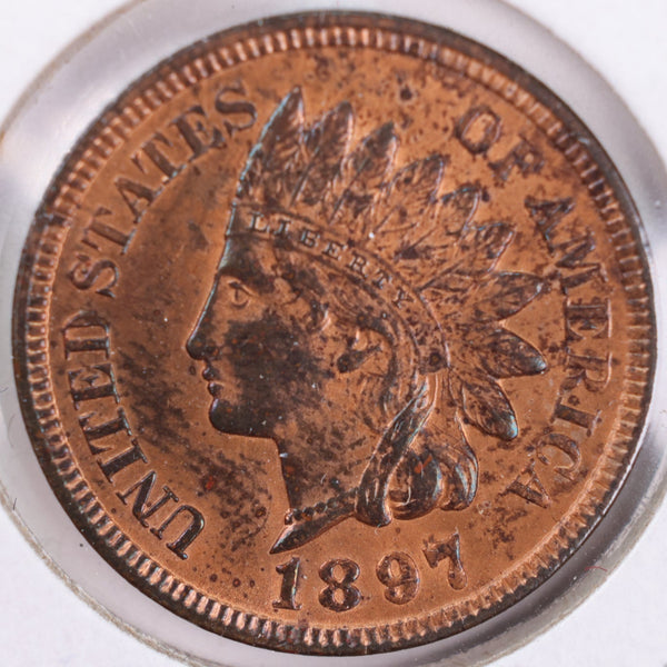 1897 Indian Head Cent, RB Mint State Uncirculated Coin, Store #CT0331