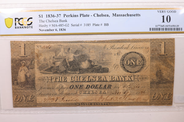 1836 $1, Boston, Massachusetts. Obsolete Currency, PCGS VG-10, Store #GMA016.