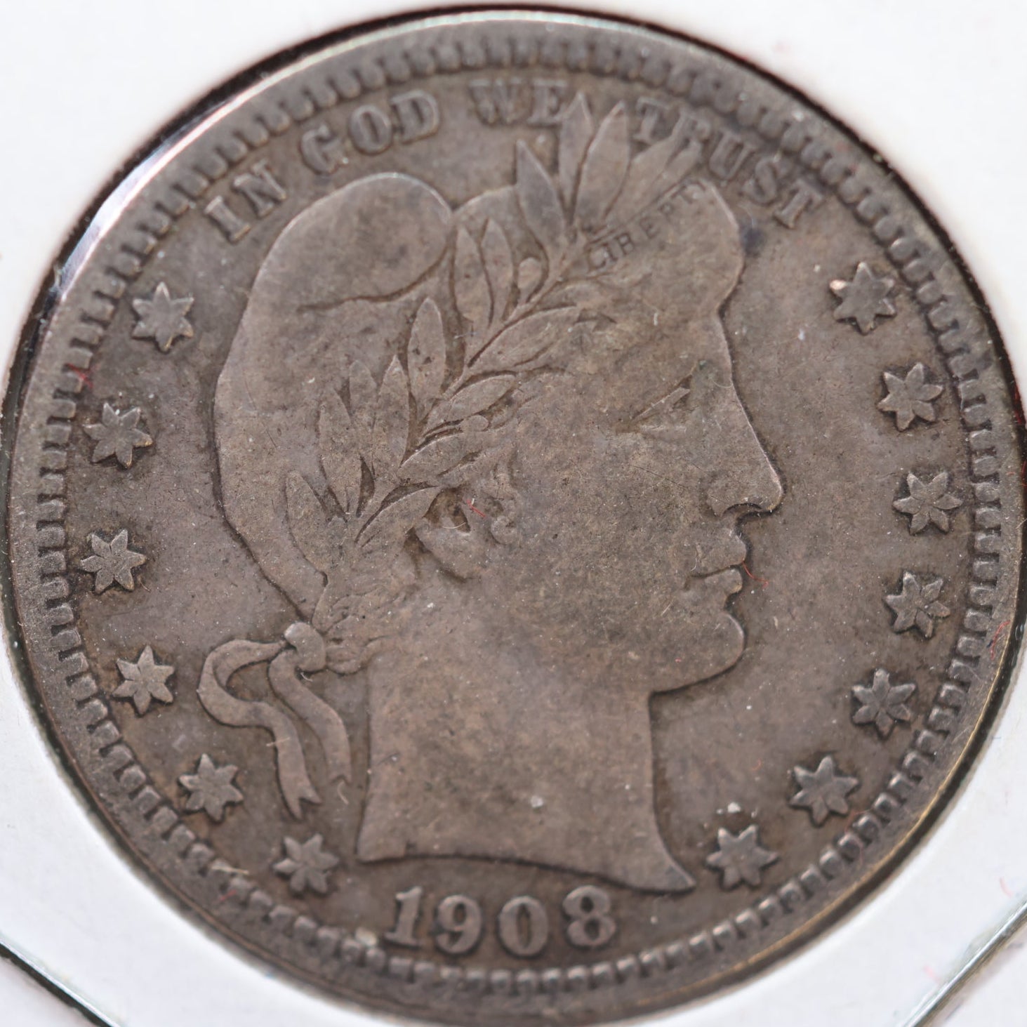 1908-D Barber Silver Quarter, Very Fine Circulated Coin, Store #QR906