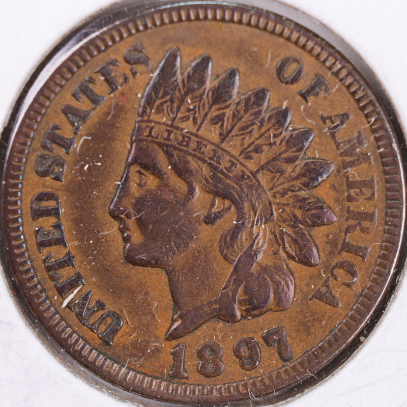 1897 Indian Head Cent, Abt Uncirculated Coin, Store