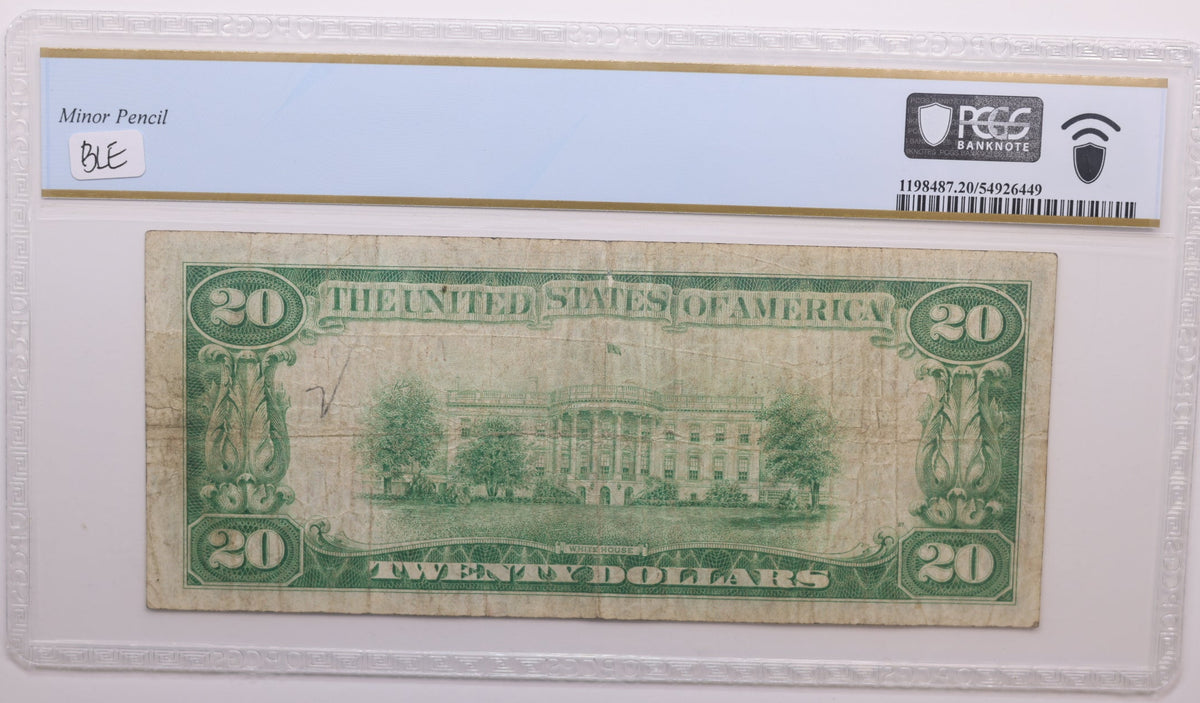 1929 $20, National Bank Note, CH# 7343, Girard, PA. PCGS VF-20, Store #NBN079.