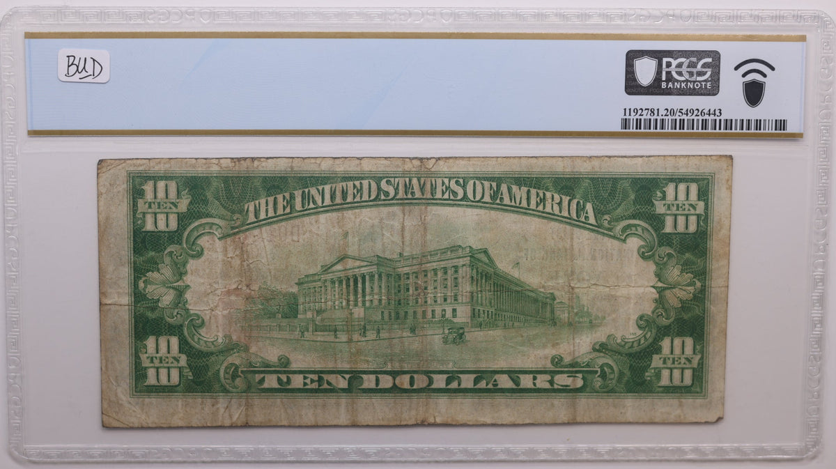 1929 $10, National Bank Note, CH# 197, York, PA. PCGS VF-20, Store #NBN080.