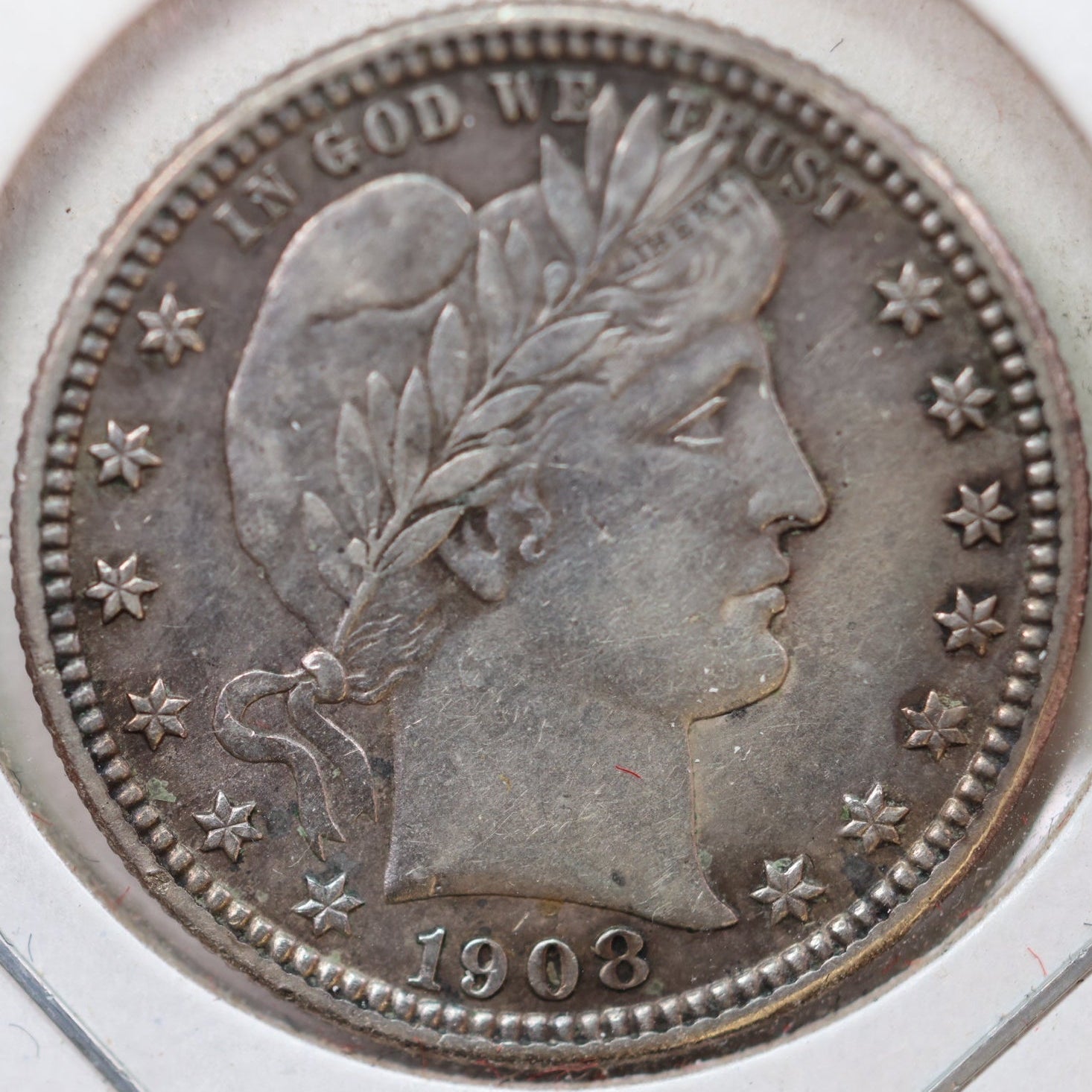 1908-S Barber Silver Quarter, About Uncirculated Coin, Store #QR910.