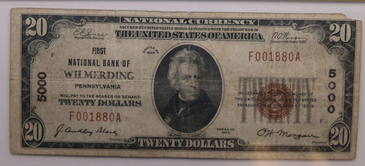 1929 $20, National Bank Note, CH# 5000, Wilmerding, PA. PCGS Fine-15, Store #NBN081.