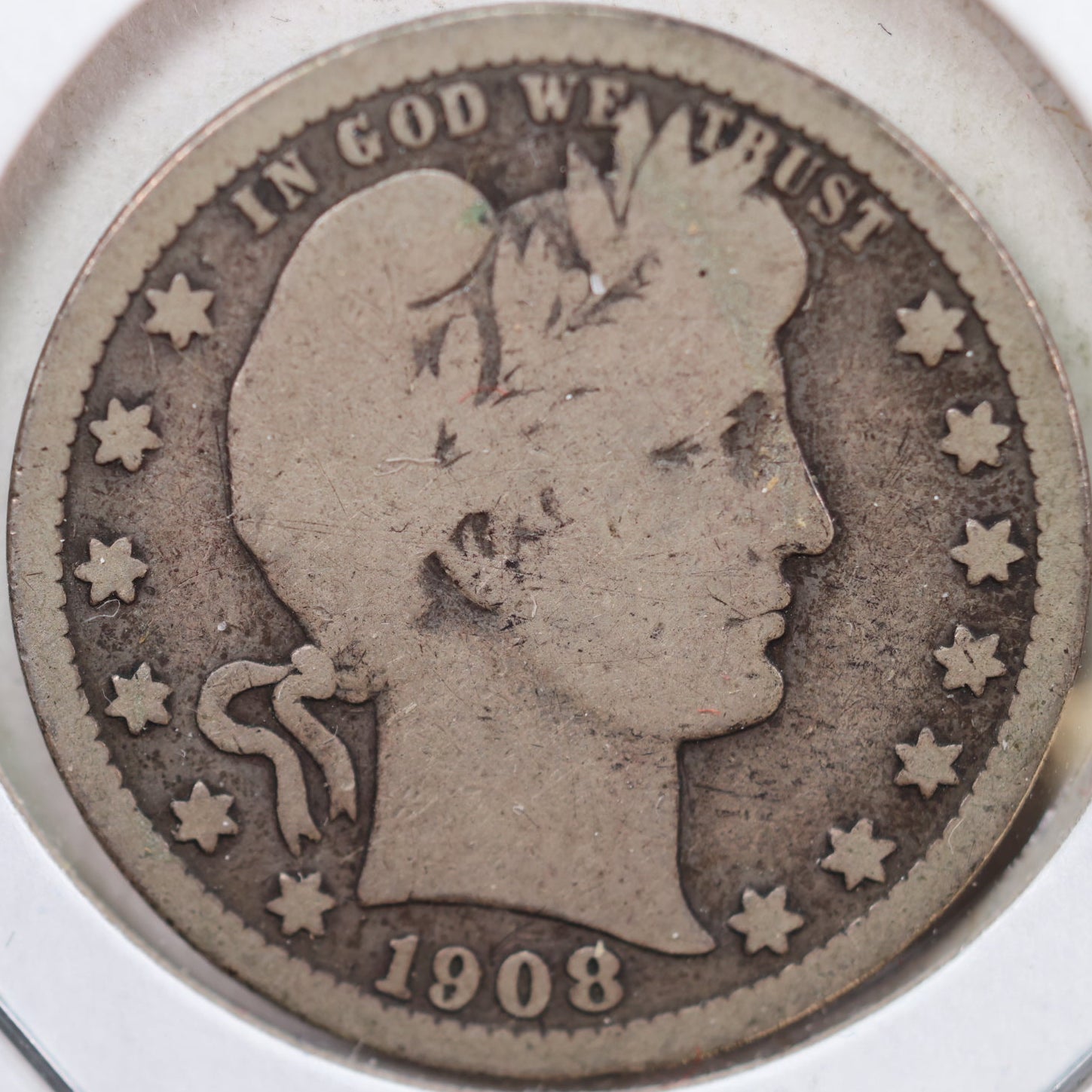 1908-S Barber Silver Quarter, Very Good Circulated Coin, Store #QR911