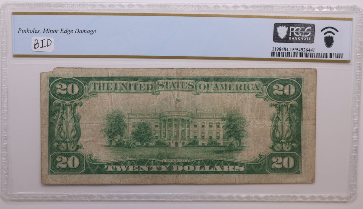 1929 $20, National Bank Note, CH# 5000, Wilmerding, PA. PCGS Fine-15, Store #NBN081.