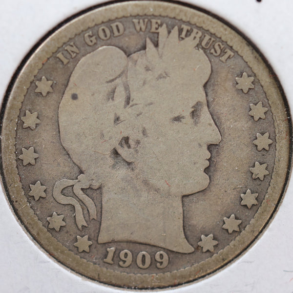 1909-D Barber Quarter, Good Circulated Coin, Store #QR915