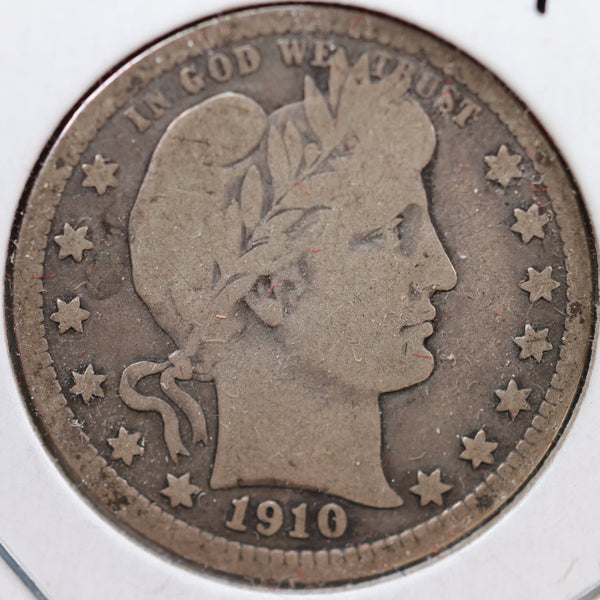 1910 Barber Quarter, Very Good Circulated Coin, Store #QR919