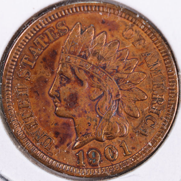 1901 Indian Head Cent, Abt Uncirculated Coin, Store #CT0346