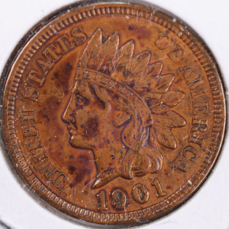 1901 Indian Head Cent, Abt Uncirculated Coin, Store