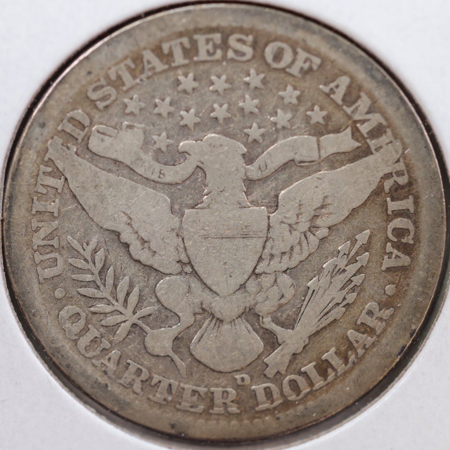 1910-D Barber Silver Quarter, Good Circulated Collectible Coin, Store #QR921