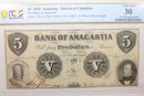 1854 $5 Bank of ANACASTIA, Washington, D.C. Obsolete, PCGS VF-30., STORE