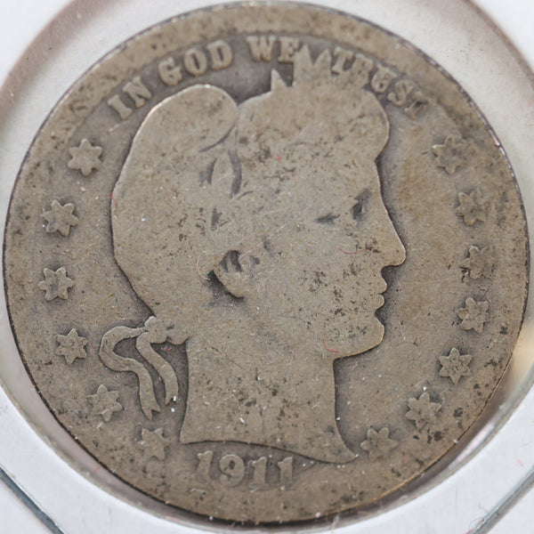 1911 Barber Quarter, About Good Circulated Coin, Store #QR924