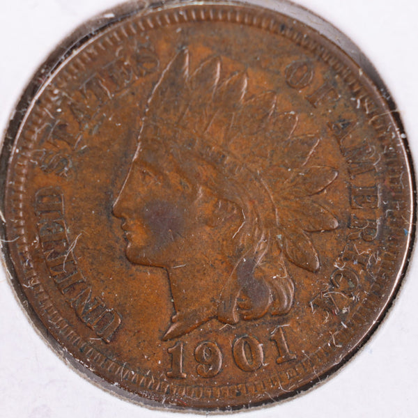 1901 Indian Head Cent, Very Fine+ Circulated Coin, Store #CT0350