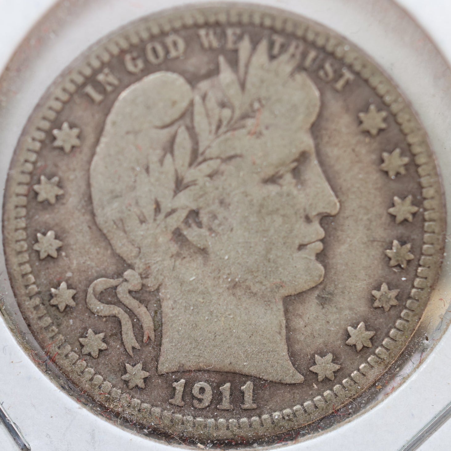 1911-D Barber Silver Quarter, Very Good+ Circulated Coin, Store #QR925