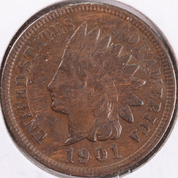 1901 Indian Head Cent, Fine+ Circulated Coin, Store #CT0351
